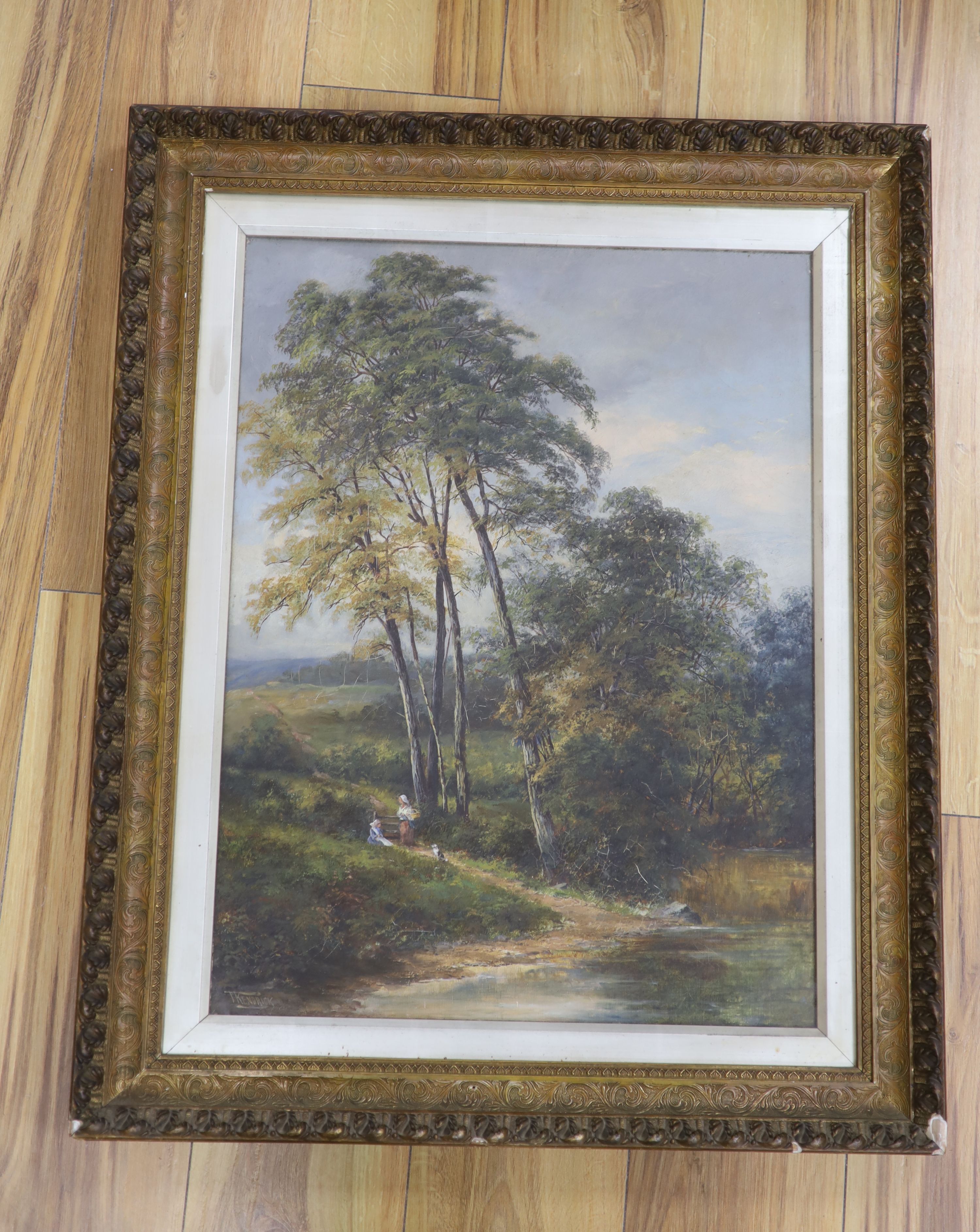 T. Kendrick (19th C.), oil on canvas, A moorland stream, signed and inscribed verso, 60 x 44cm